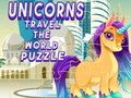 Lojë Puzzle Unicorns Udhëtoni në botë  në internet