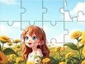 Lojë Jigsaw Puzzle: Vajza me luledielli  në internet