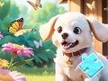 Lojë Puzzle me bashkim pjesësh figure: Qeni në kopsht  në internet