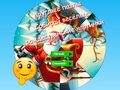 Lojë Puzzle me bashkim pjesësh figure të rrumbullakët Mblidhni fotografi qesharake të Krishtlindjeve  në internet
