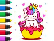 Lojë Libri për t'u ngjyrosur: Cupcake njëbrirësh  në internet