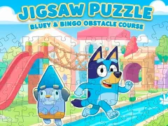 Lojë Jigsaw Puzzle: Bluey & Bingo Obstacle Course në internet