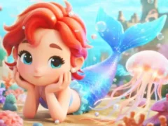 Lojë Jigsaw Puzzle: Chibi Mermaid Marshmallow Jellyfish në internet
