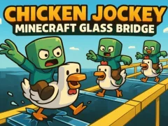 Lojë Chicken Jockey: Minecraft Glass Bridge në internet