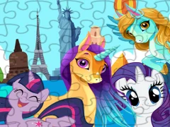 Lojë Unicorns Travel The World Puzzle në internet
