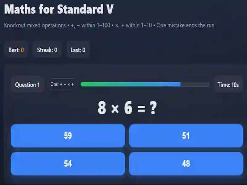 Lojë Maths for Standard V në internet
