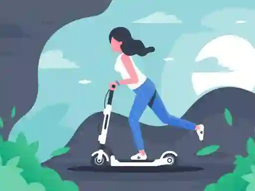Lojë Electric scooter rides jigsaw në internet