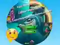 Lojë Round Jigsaw Puzzle Collect Pictures of Funny Ocean Inhabitants në internet