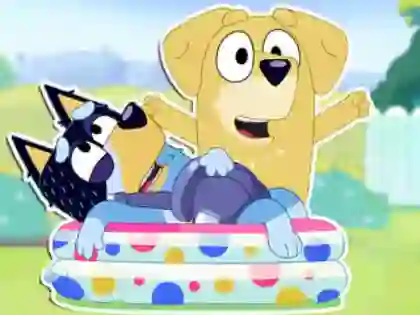 Lojë Jigsaw Puzzle: Bluey Dad Baby në internet