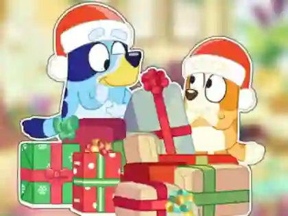 Lojë Jigsaw Puzzle: Bluey Christmas Unboxing në internet
