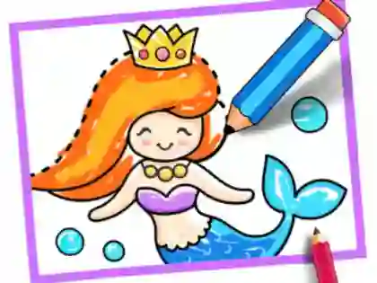 Lojë Toddler Drawing: Mermaid në internet