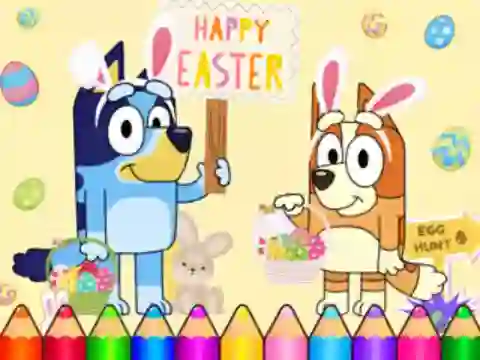 Lojë Coloring Book: Bluey Happy Easter në internet