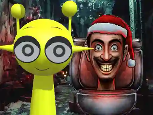 Lojë Sprunki in Backrooms Christmas Skibidi në internet