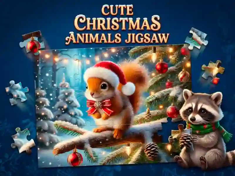 Lojë Cute Christmas Animals Jigsaw në internet