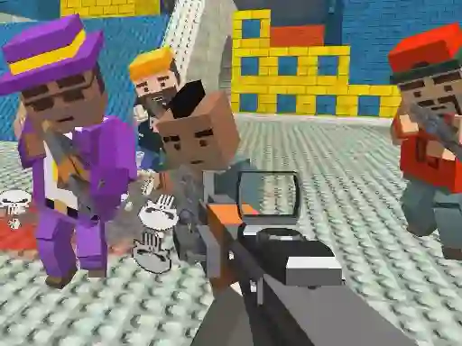 Lojë GunGame shooting warfare: blocky gangster në internet