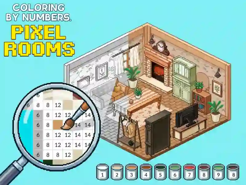 Lojë Coloring by Numbers Pixel Rooms në internet