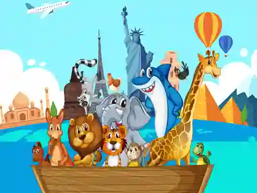 Lojë Crazy Friends Travel The World Puzzle në internet