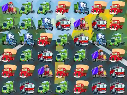 Lojë Cartoon Trucks Match 3 në internet