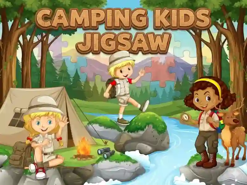 Lojë Camping kids jigsaw në internet