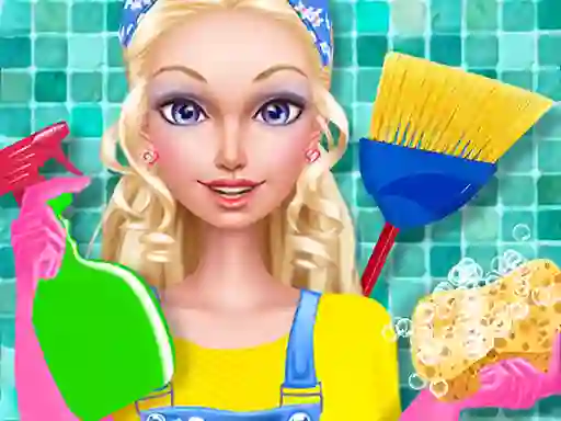 Lojë Fashion Doll House Cleaning në internet