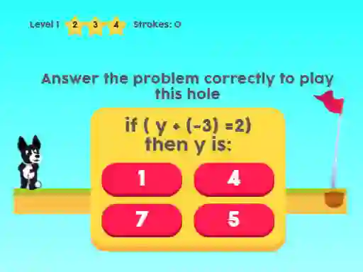 Lojë MathPup Golf 4 Algebra në internet