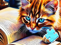 Lojë Jigsaw Puzzle: Leximi i maceve  në internet