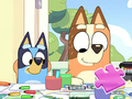 Lojë Jigsaw Puzzle: Bluey Family Ngjyrosje Day  në internet