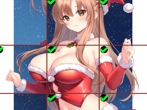 Lojë Puzzle me pllaka anime për vajzat me veshje të kuqe  në internet