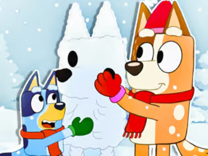 Lojë Mister Jigsaw: Burri i dëborës i Krishtëlindjes Bluey në internet