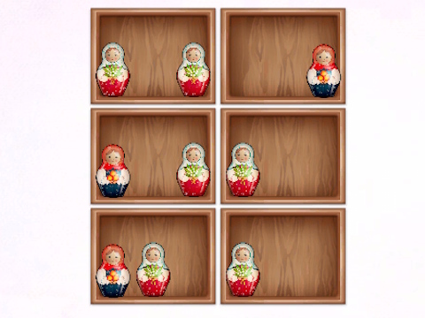 Lojë Renditni me rafte matryoshka!  në internet