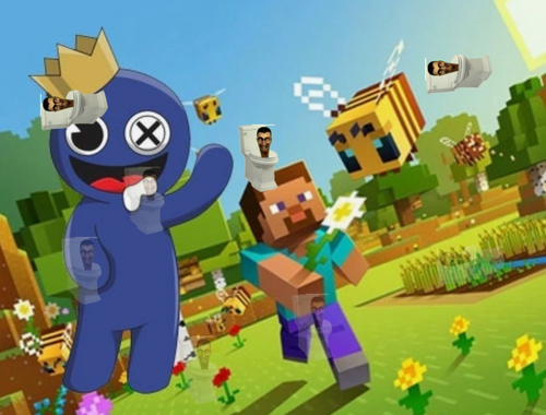 Lojë Miqtë e ylberit Minecraft fshehin skibidi  në internet