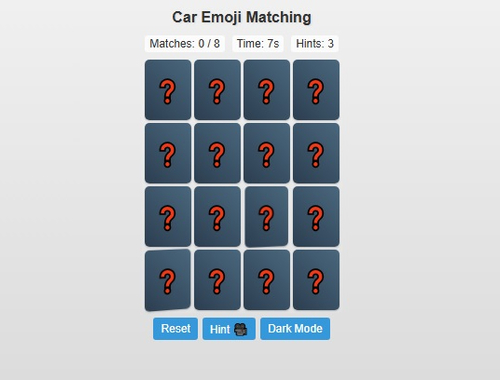 Lojë Përputhja e emojisë së makinave  në internet
