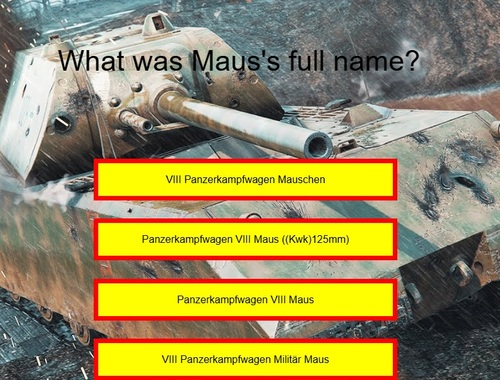 Lojë Kuiz tankesh: Maus  në internet