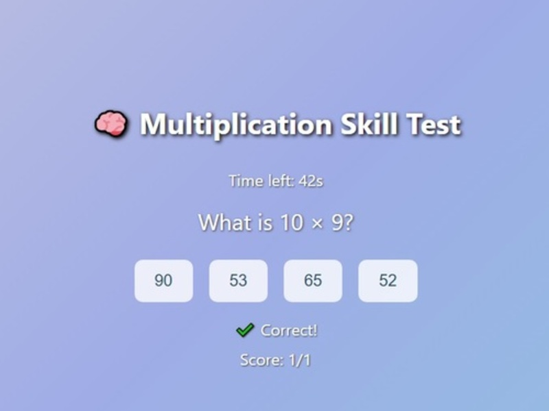 Lojë Test i aftësive të shumëzimit në internet