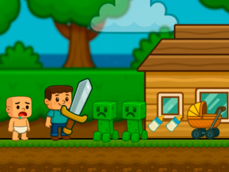 Lojë Foshnja Noob Ndihmë! Steve në internet