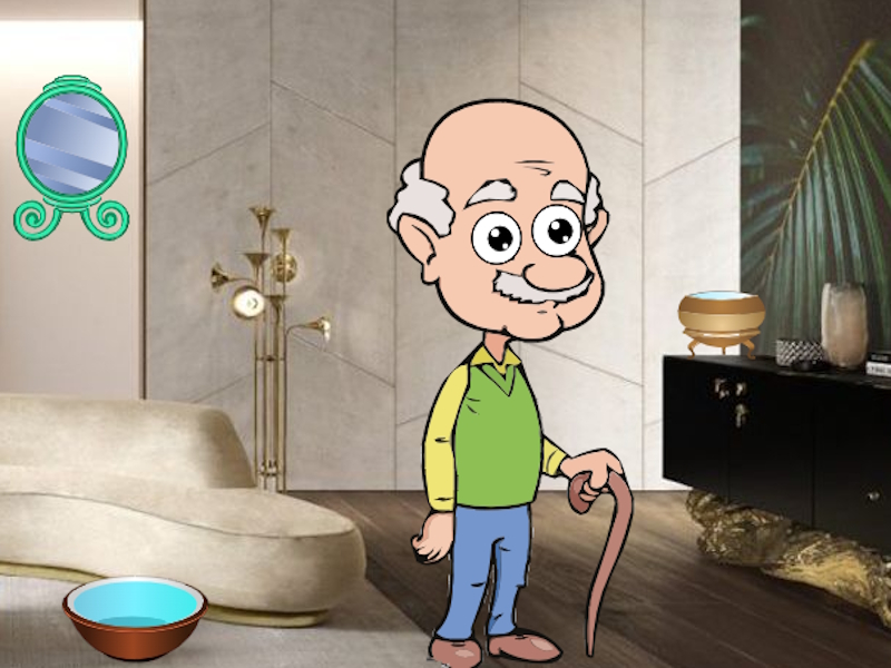 Lojë Granddad takohet me miqtë në internet